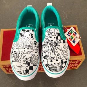 Vans slip on (Color Me) Marine Green sneakers kids size 2